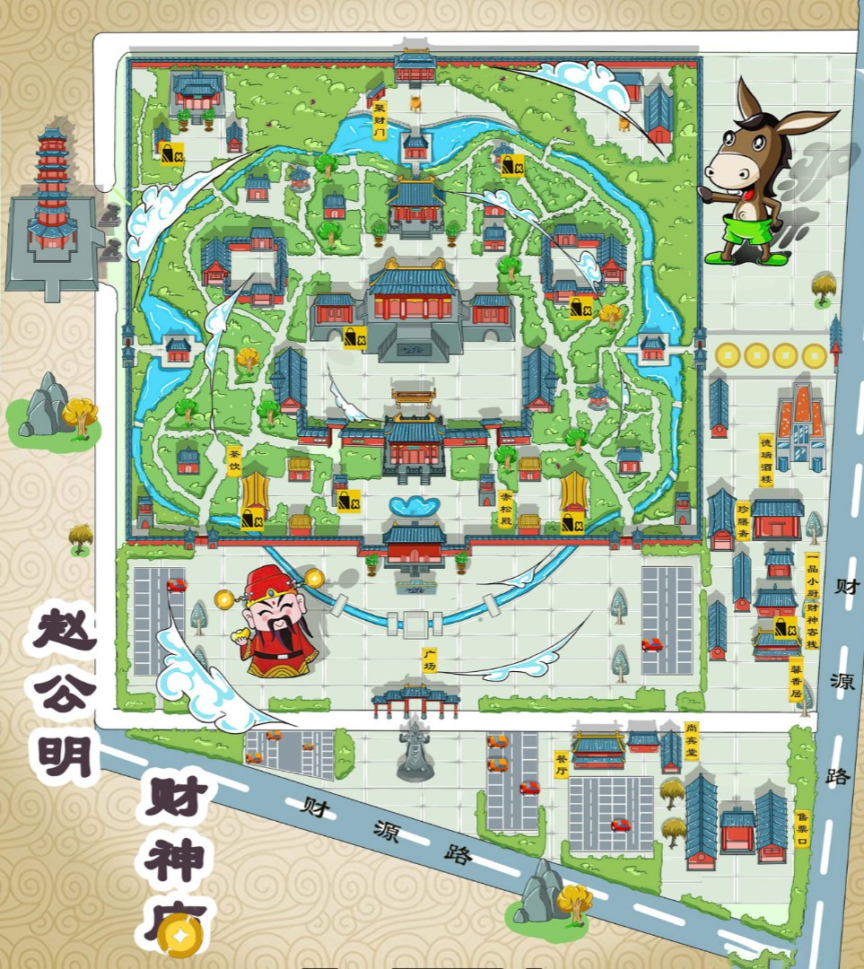 武乡寺庙类手绘地图